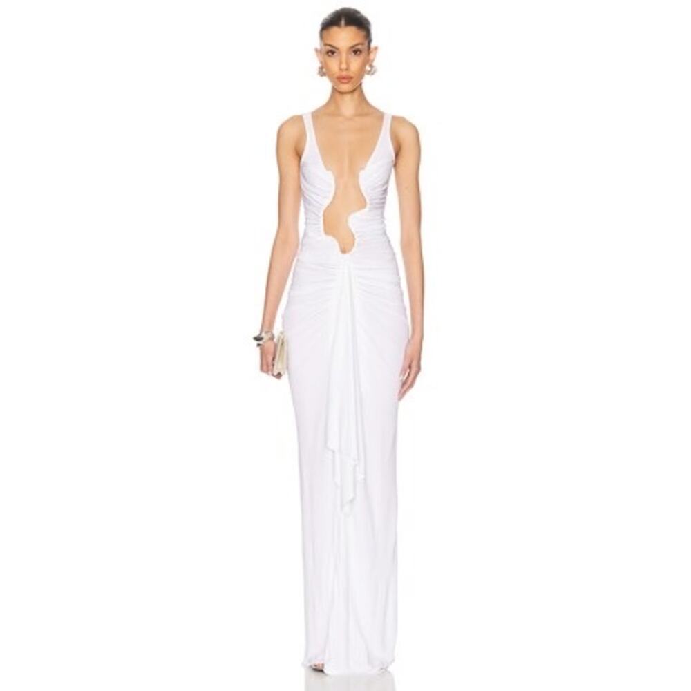 Christopher esber dry jersey salacia jersey drape dress white size 6/US2